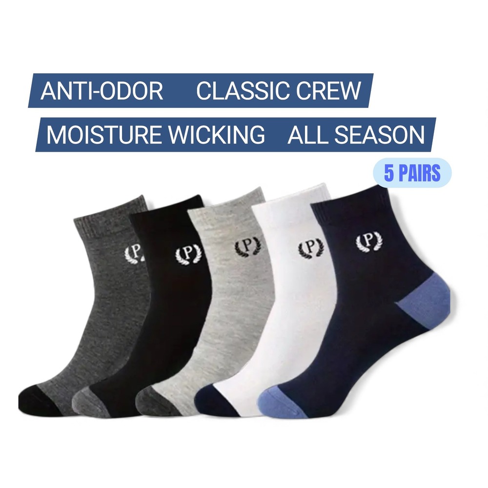 High Quality Anti-Odor All Season Ankle Socks One Size Work Casual 5 Pack‎
